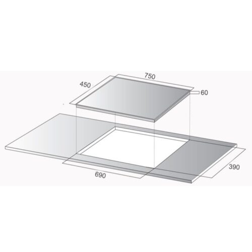 Bếp từ đôi Kocher DI-733S 3 Kích thước bếp từ đôi Kocher DI-733S