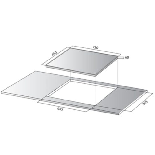 Bếp từ đôi Kocher DI-806GE02 3 Kích thước bếp từ đôi Kocher DI-806GE02