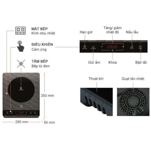 Bếp Từ Đơn Electrolux ETD29MKB 3 Kích Thước Bếp Từ Đơn Electrolux ETD29MKB