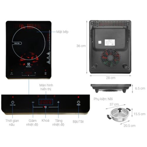 Bếp Từ Đơn Electrolux ETD29MKC 3 Kích Thước Bếp Từ Đơn Electrolux ETD29MKC
