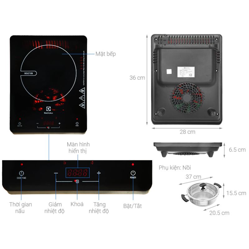 Kích Thước Bếp Từ Đơn Electrolux ETD29MKC Kích Thước Bếp Từ Đơn Electrolux ETD29MKC
