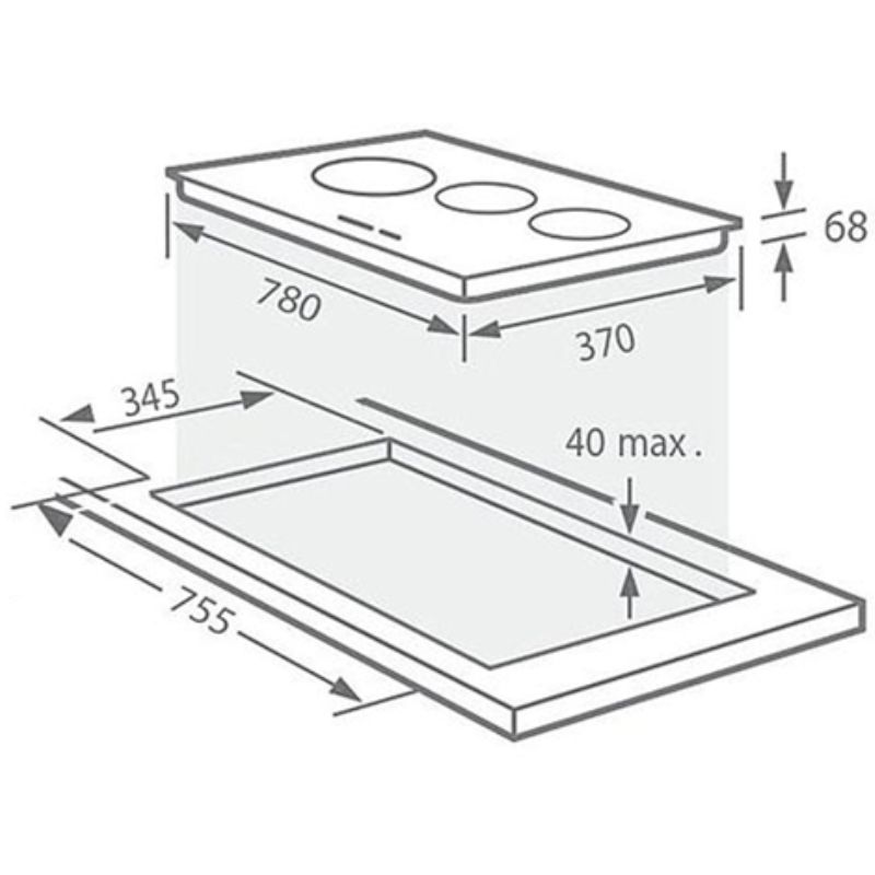 Kích thước bếp Từ Giovani G-390 SD Kích thước bếp Từ Giovani G-390 SD