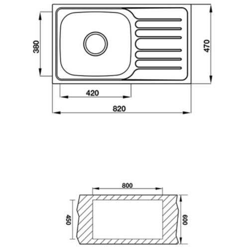 Chậu inox Hafele CLAUDIUS HS-SSD8247 567.23.093 3 Kích thước chậu inox Hafele CLAUDIUS HS-SSD8247 567.23.093