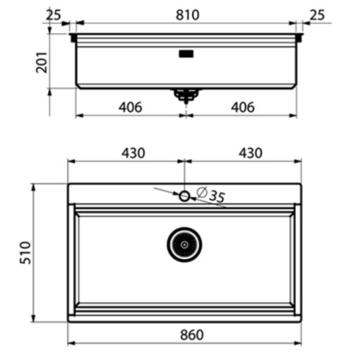 Chậu rửa Artinox LAYER BRP 86 (khay + thớt) 3 Kích thước chậu rửa Artinox LAYER BRP 86 (khay + thớt)