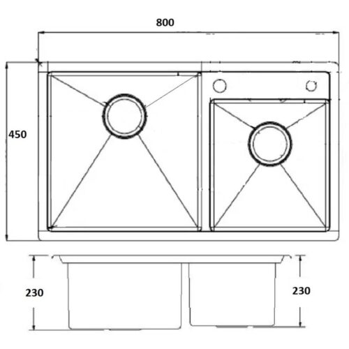 Chậu rửa bát Eurosun EU-8045HS9 3 Kích thước chậu rửa bát Eurosun EU-8045HS9