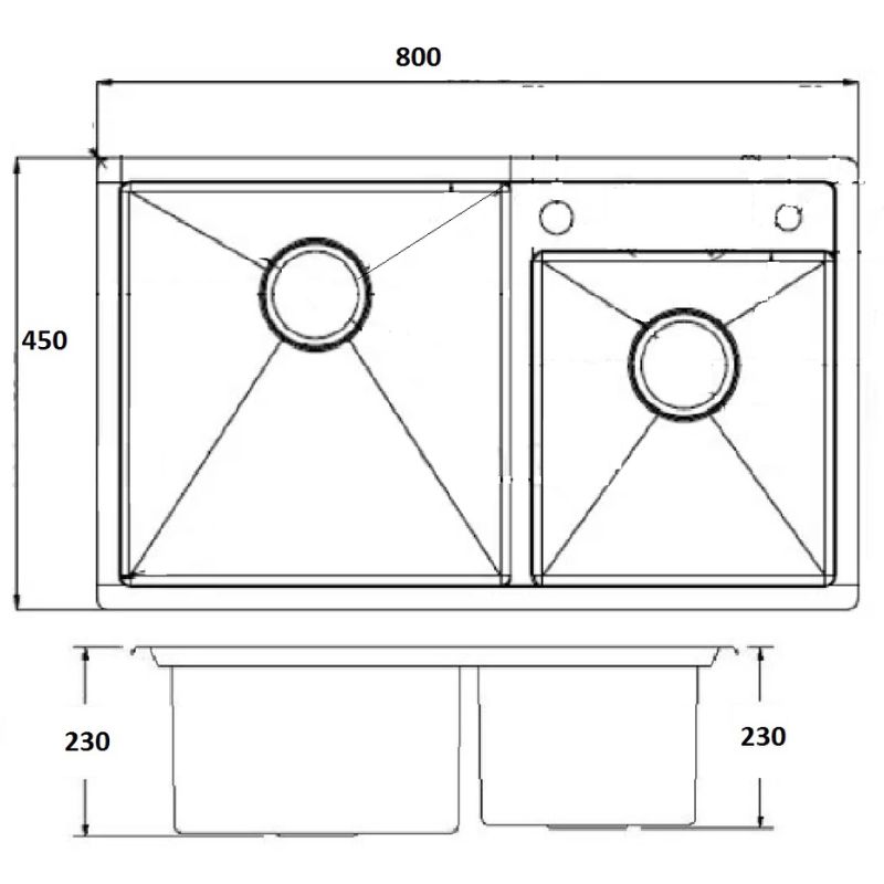Kích thước chậu rửa bát Eurosun EU-8045HS9 Kích thước chậu rửa bát Eurosun EU-8045HS9