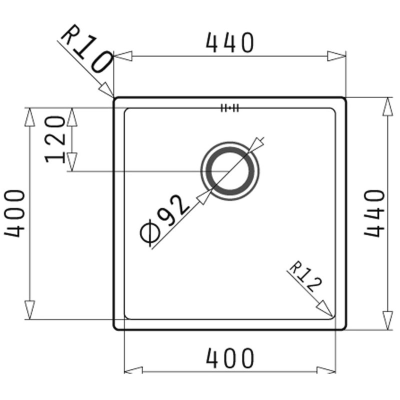 Kích thước chậu rửa bát inox BOSCH ASTRIS (40X40) 1B Kích thước chậu rửa bát inox BOSCH ASTRIS (40X40) 1B