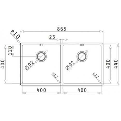 Chậu rửa bát inox BOSCH ASTRIS (86,5X44) 2B 3 Kích thước chậu rửa bát inox BOSCH ASTRIS (86,5X44) 2B