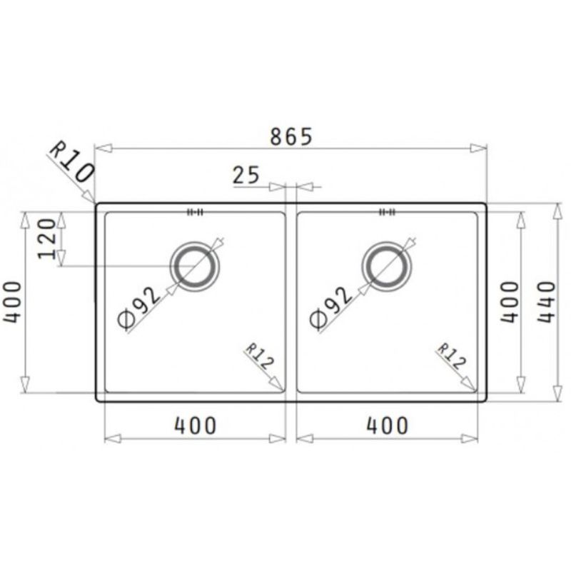 Kích thước chậu rửa bát inox BOSCH ASTRIS (86,5X44) 2B Kích thước chậu rửa bát inox BOSCH ASTRIS (86,5X44) 2B