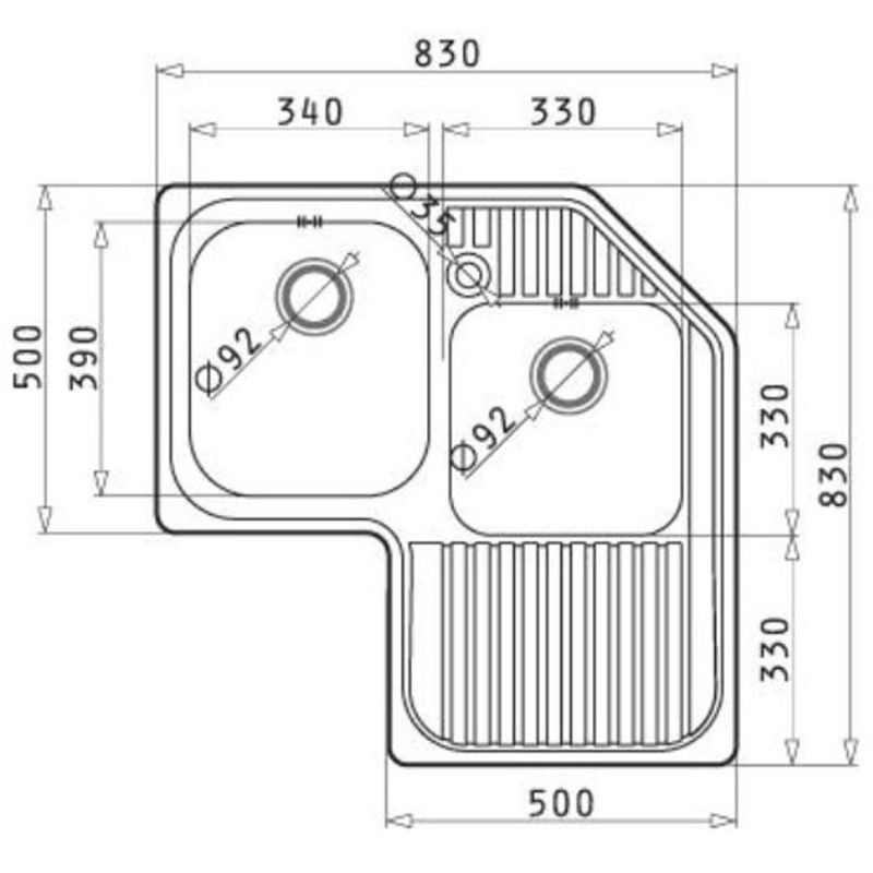 Kích thước chậu rửa bát inox BOSCH CELESTE LH Kích thước chậu rửa bát inox BOSCH CELESTE LH