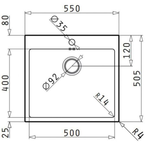 Chậu rửa bát inox BOSCH ISTROS (50X40) 1B 3 Kích thước chậu rửa bát inox BOSCH ISTROS (50X40) 1B
