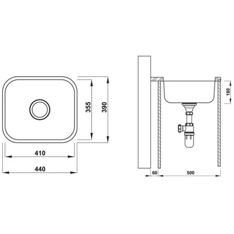 Kích thước chậu rửa bát inox Hafele HS20-SSN1R50 567.24.000 Kích thước chậu rửa bát inox Hafele HS20-SSN1R50 567.24.000