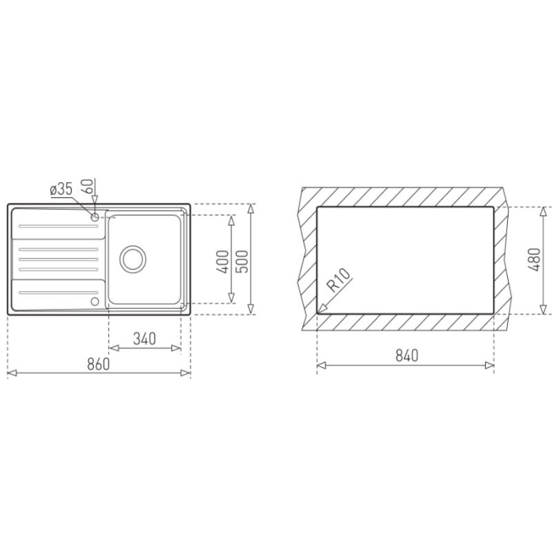Kích thước chậu rửa bát Teka Stage 45 B Kích thước chậu rửa bát Teka Stage 45 B