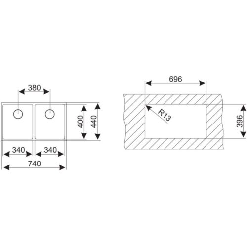 Chậu rửa chén bát Teka LINEA R15 2B 740 3 Kích thước chậu rửa chén bát Teka LINEA R15 2B 740