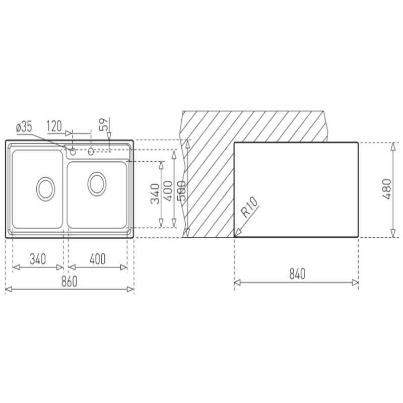Kích thước chậu rửa chén bát Teka STAGE 2B Kích thước chậu rửa chén bát Teka STAGE 2B