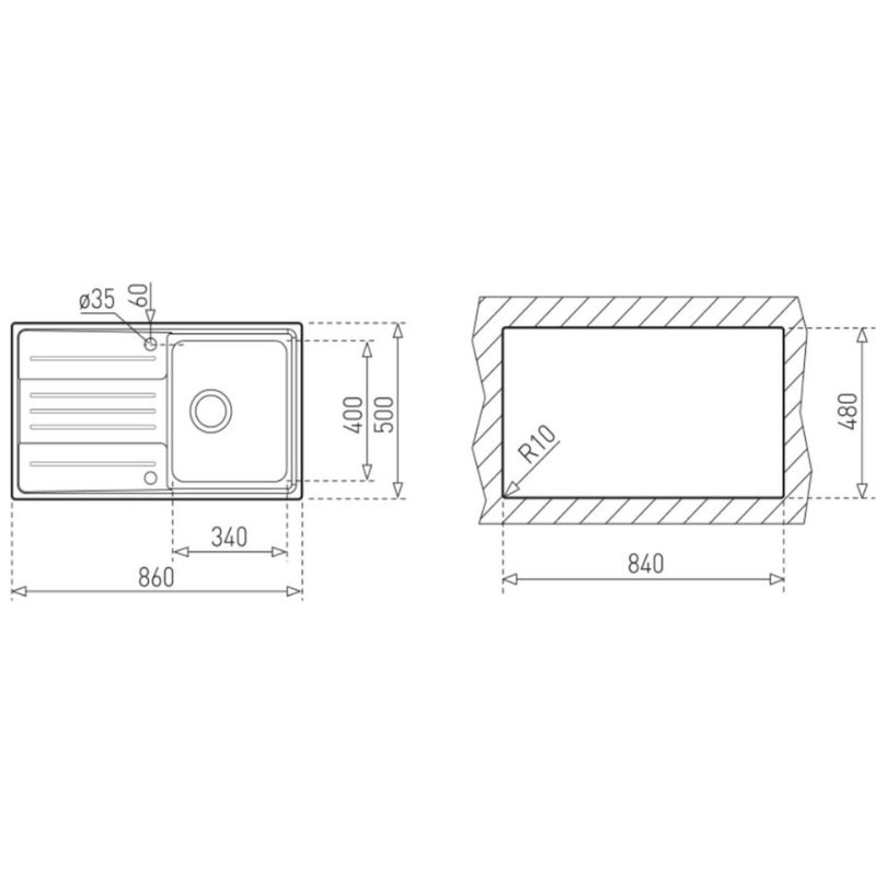 Kích thước chậu rửa chén bát Teka Stage 45 1B 1D Kích thước chậu rửa chén bát Teka Stage 45 1B 1D