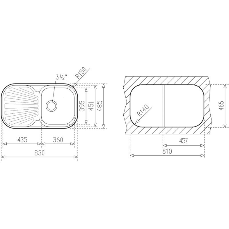 Kích thước chậu rửa chén bát Teka STYLO 1B 1D Kích thước chậu rửa chén bát Teka STYLO 1B 1D