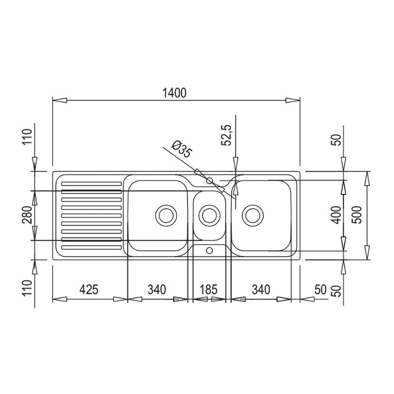 Kích thước chậu rửa Teka CLASSIC 2 1-2B 1D Kích thước chậu rửa Teka CLASSIC 2 1-2B 1D