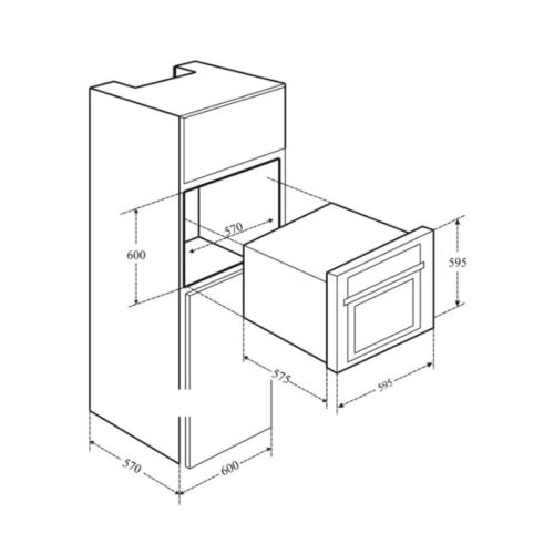 Lò nướng âm tủ Eurosun EOV65DE 3 Kích thước lò nướng âm tủ Eurosun EOV65DE