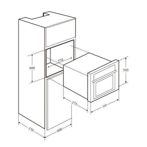 Lò nướng âm tủ Eurosun EOV65ME 3 Kích thước lò nướng âm tủ Eurosun EOV72TFT