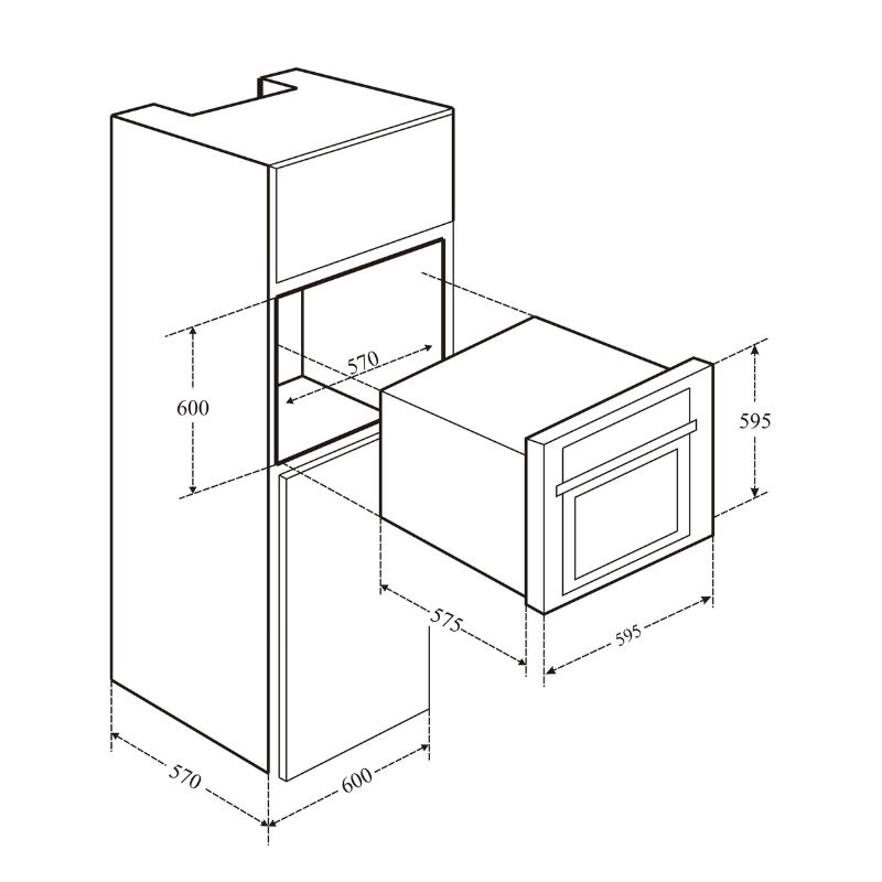 Kích thước lò nướng âm tủ Eurosun EOV72TFT Kích thước lò nướng âm tủ Eurosun EOV72TFT