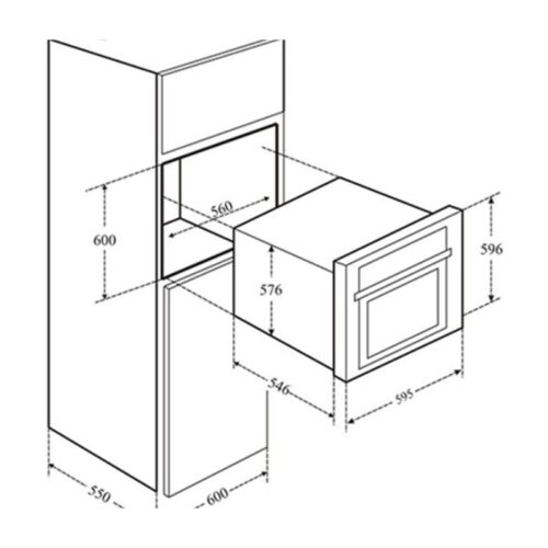 Lò nướng âm tủ Eurosun EOV72TFT 3 Kích thước lò nướng âm tủ Eurosun EOV72TFT