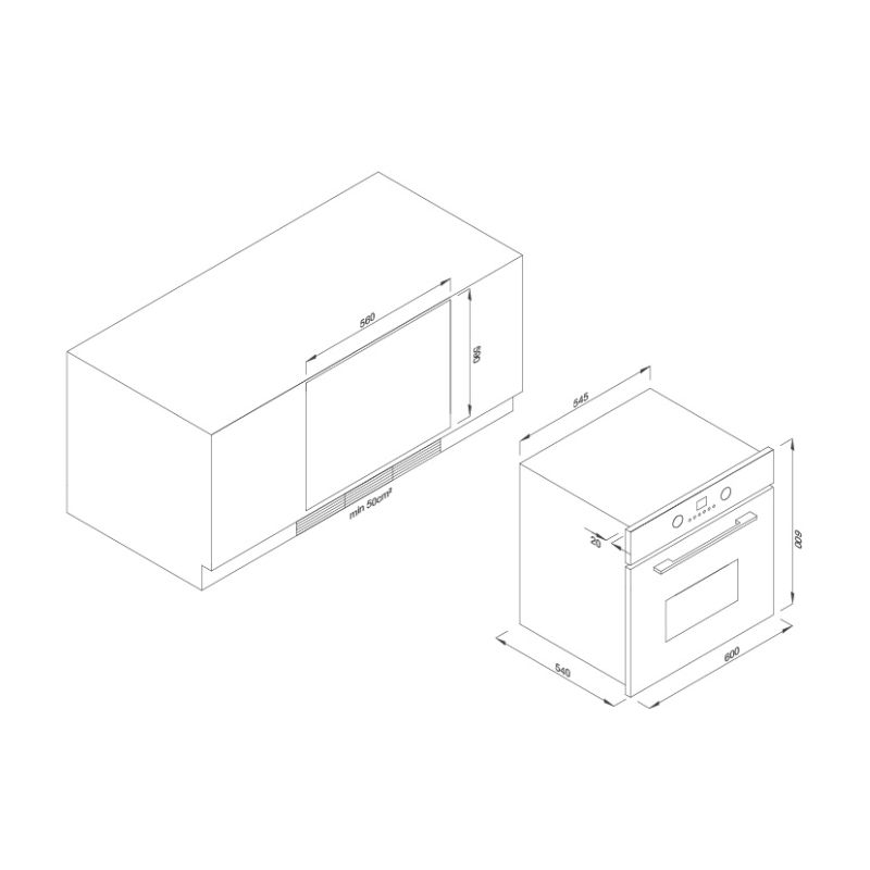 Kích thước lò nướng âm tủ MALLOCA EB-56ERCDG-8C11 Kích thước lò nướng âm tủ MALLOCA EB-56ERCDG-8C11