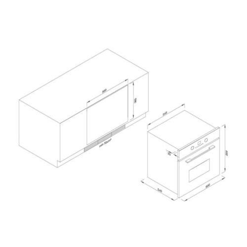 Kích thước lò nướng âm tủ MALLOCA EB-56ERCDG-8BC40