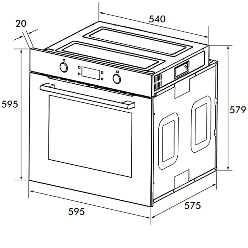 Kích thước lò nướng Kocher KOEU-71S13F Kích thước lò nướng Kocher KOEU-71S13F