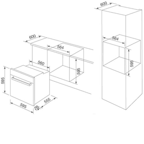 Kích thước lò nướng MALLOCA MOV-65DE