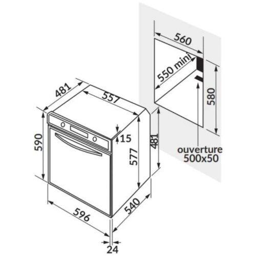 Lò nướng nhiệt phân 9 chức năng Rosieres RF 4620 IN 3 Kích thước lò nướng nhiệt phân 9 chức năng Rosieres RF 4620 IN