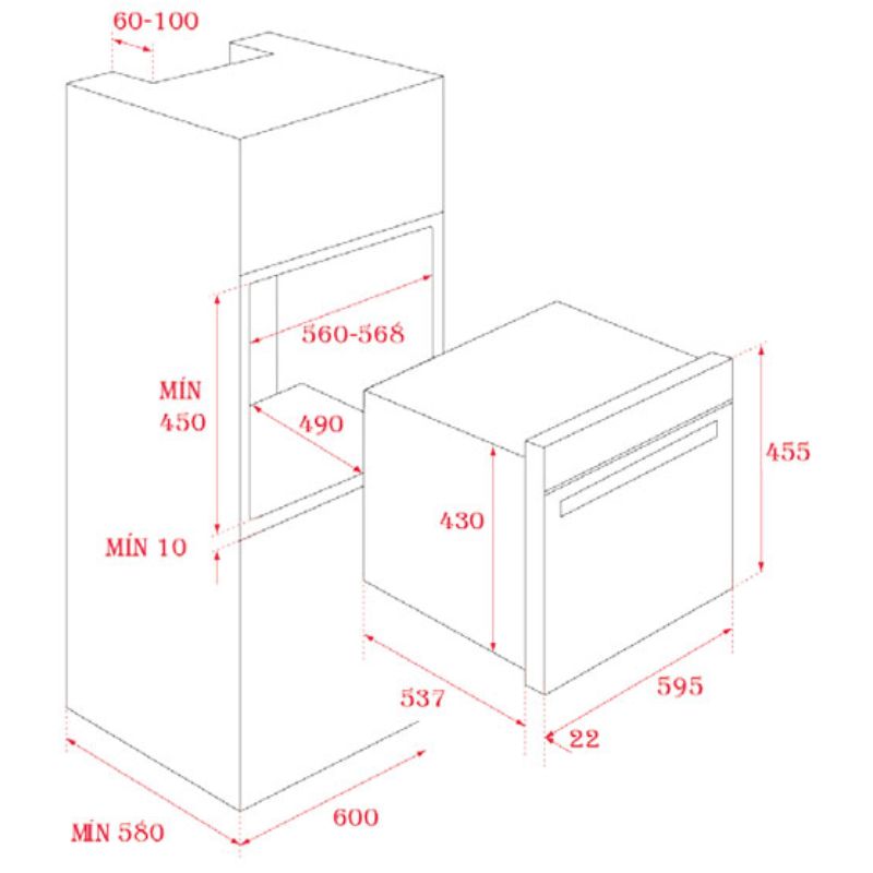 Kích thước lò nướng Teka HLC 847 C Kích thước lò nướng Teka HLC 847 C