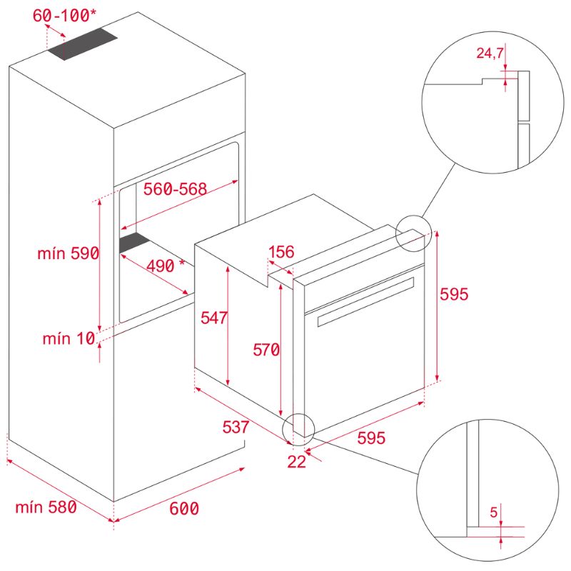Kích thước lò nướng Teka HSB 615 Kích thước lò nướng Teka HSB 615