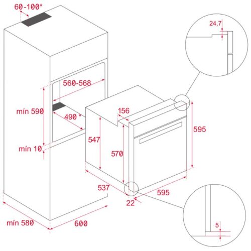 Lò nướng điện TEKA IOVEN 41560160 3 Kích thước lò nướng Teka IOVEN