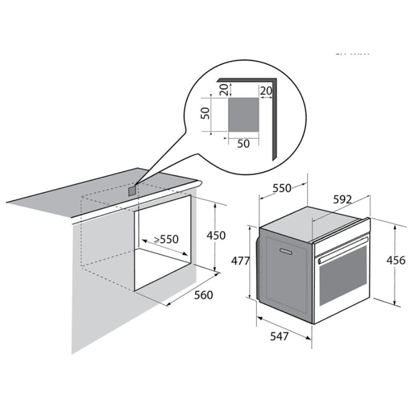 Kích thước lò vi sóng Brandt BKS6135B Kích thước lò vi sóng Brandt BKS6135B