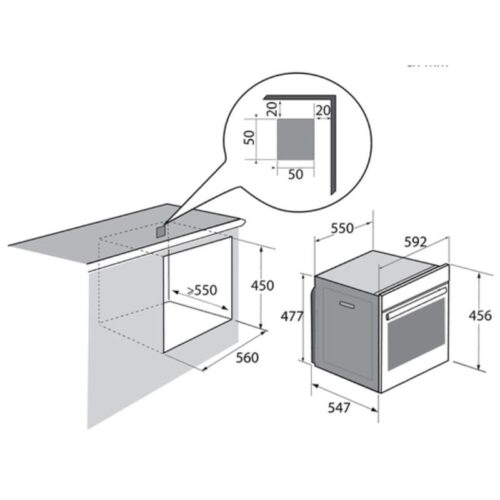Lò vi sóng Brandt BKS6135X 3 Kích thước lò vi sóng Brandt BKS6135X