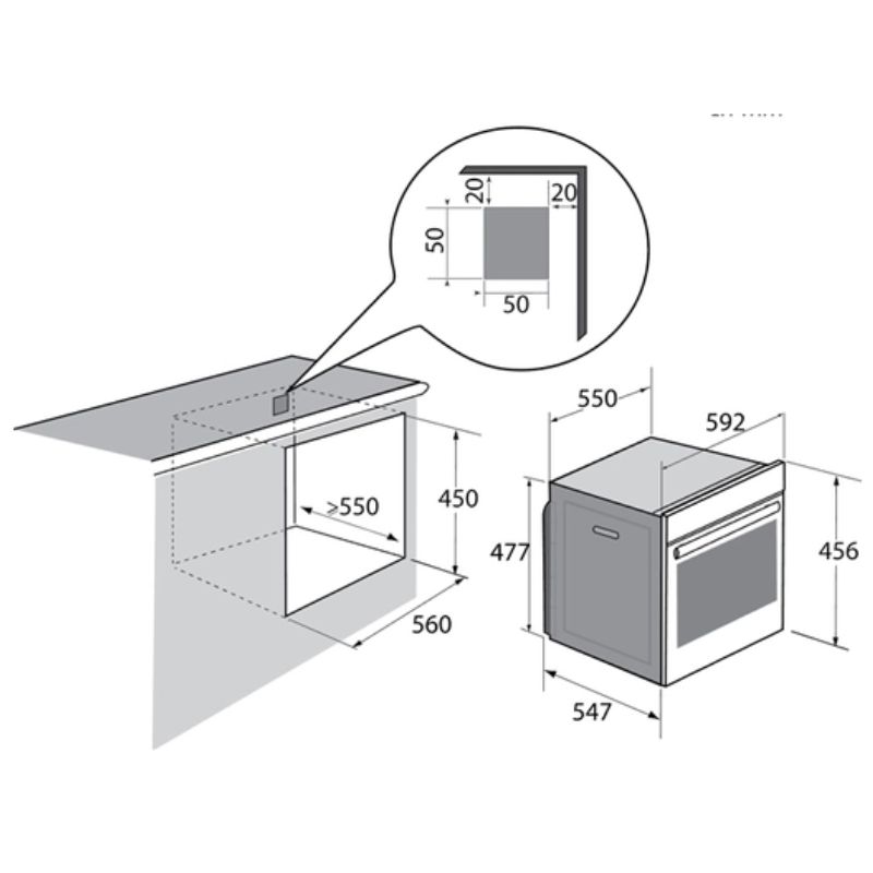 Kích thước lò vi sóng Brandt BKS6135X Kích thước lò vi sóng Brandt BKS6135X