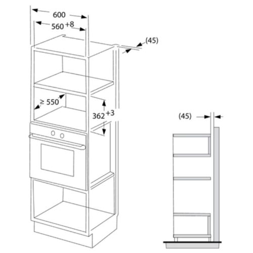 Lò vi sóng Brandt BMS6112X 3 Kích thước lò vi sóng Brandt BMS6112X