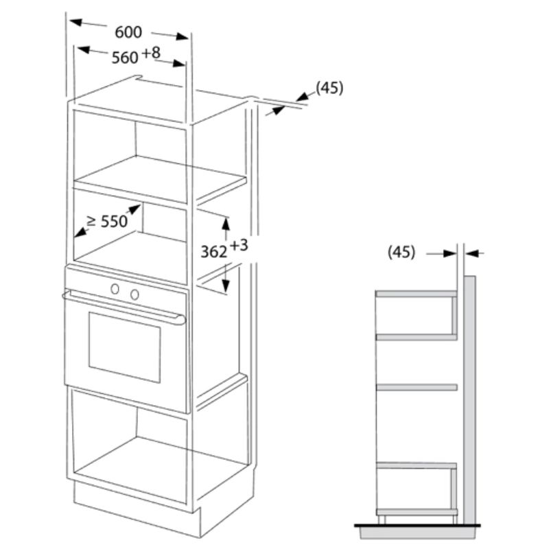 Kích thước lò vi sóng Brandt BMS6112X Kích thước lò vi sóng Brandt BMS6112X