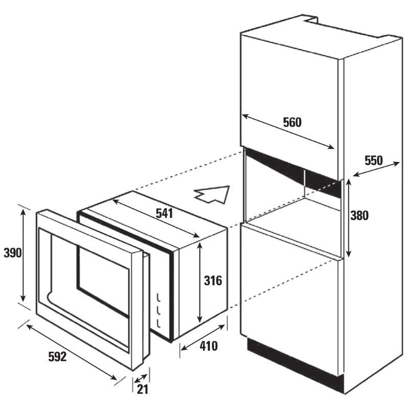 Kích thước lò vi sóng Brandt BMS6115B Kích thước lò vi sóng Brandt BMS6115B