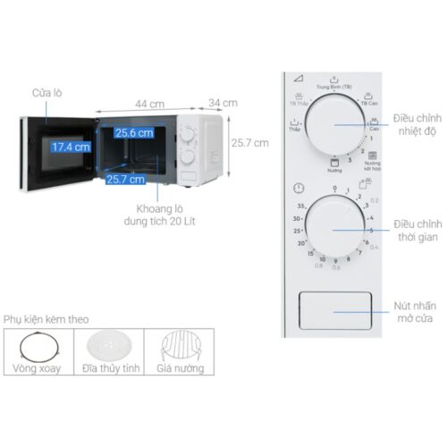 Lò Vi Sóng Electrolux EMG20K38GWP 3 Kích Thước Lò Vi Sóng Electrolux EMG20K38GWP