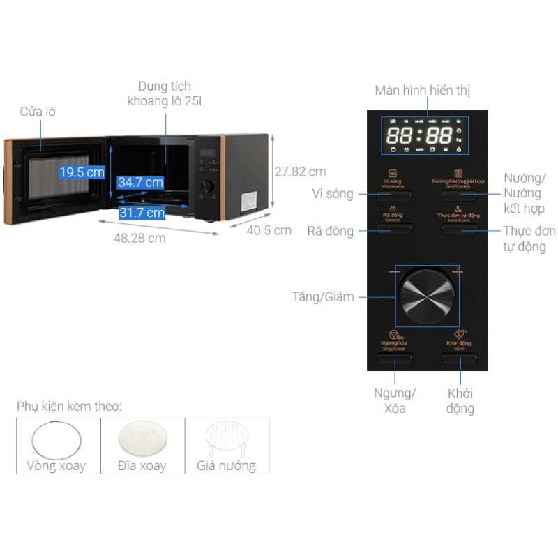 Kích thước lò vi sóng Electrolux EMG25D59EB Kích thước lò vi sóng Electrolux EMG25D59EB