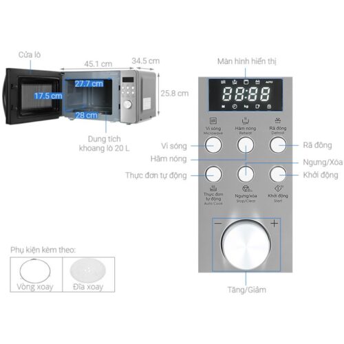 Lò vi sóng Electrolux EMM20D38GB 4 Kích thước lò vi sóng Electrolux EMM20D38GB