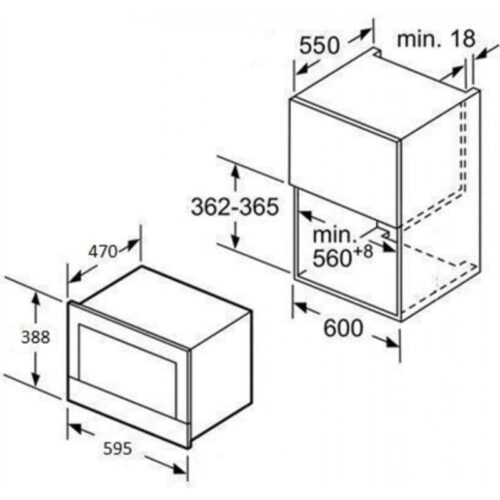 Lò vi sóng kết hợp nướng âm tủ Hafele 32 lít 535.34.020 3 Kích thước lò vi sóng kết hợp nướng âm tủ Hafele 32 lít 535.34.020