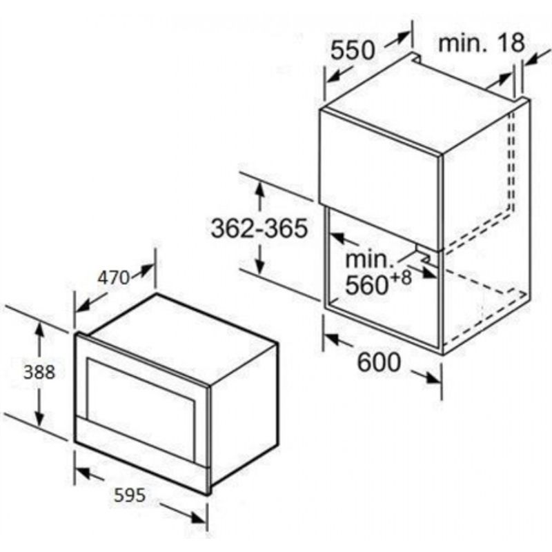 Kích thước lò vi sóng kết hợp nướng âm tủ Hafele 32 lít 535.34.020 Kích thước lò vi sóng kết hợp nướng âm tủ Hafele 32 lít 535.34.020