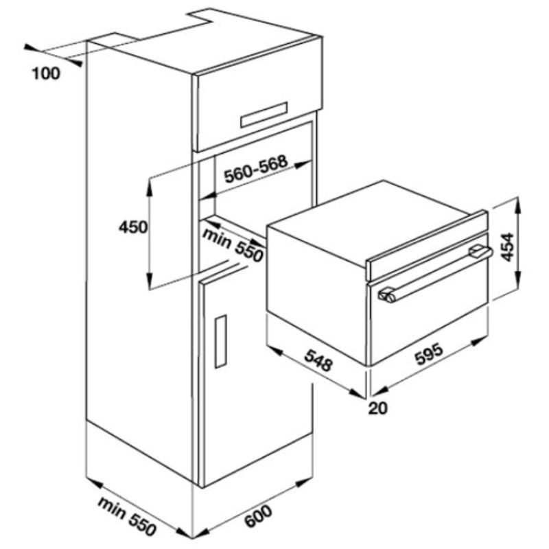 Kích thước lò vi sóng kết hợp nướng âm tủ Hafele 44 lít 535.02.731 Kích thước lò vi sóng kết hợp nướng âm tủ Hafele 44 lít 535.02.731