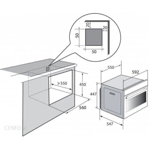Lò vi sóng kết hợp nướng Brandt BKC6575B 3 Kích thước lò vi sóng kết hợp nướng Brandt BKC6575B