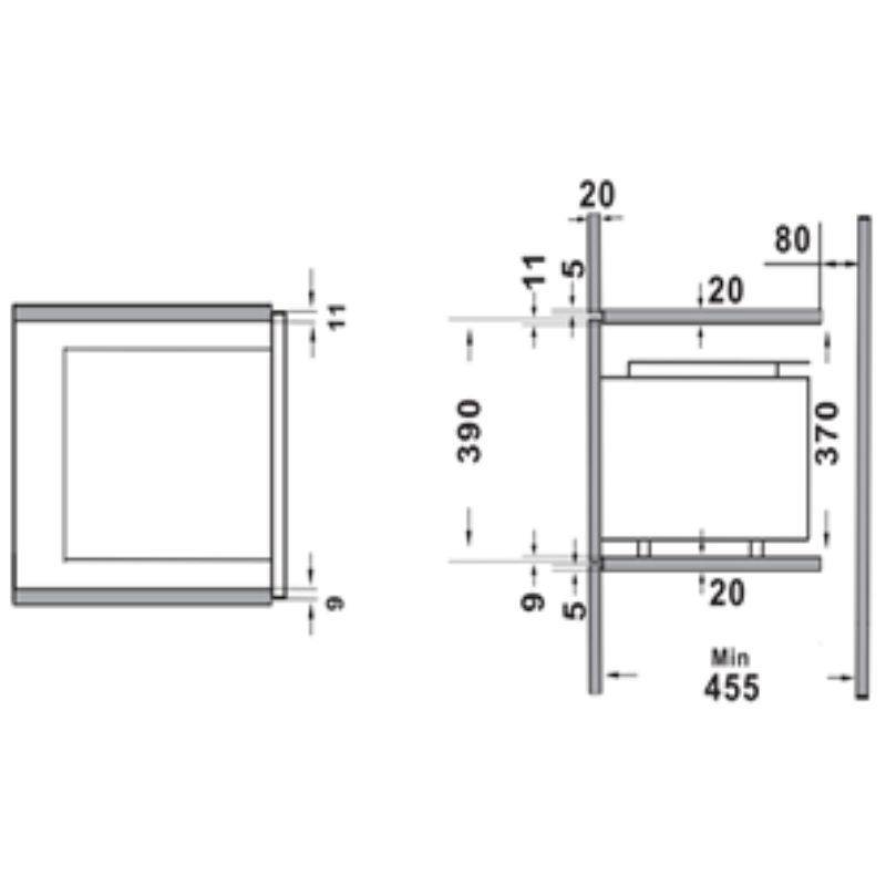 Kích thước lò vi sóng kết hợp nướng Electrolux EMSB30XCF Kích thước lò vi sóng kết hợp nướng Electrolux EMSB30XCF