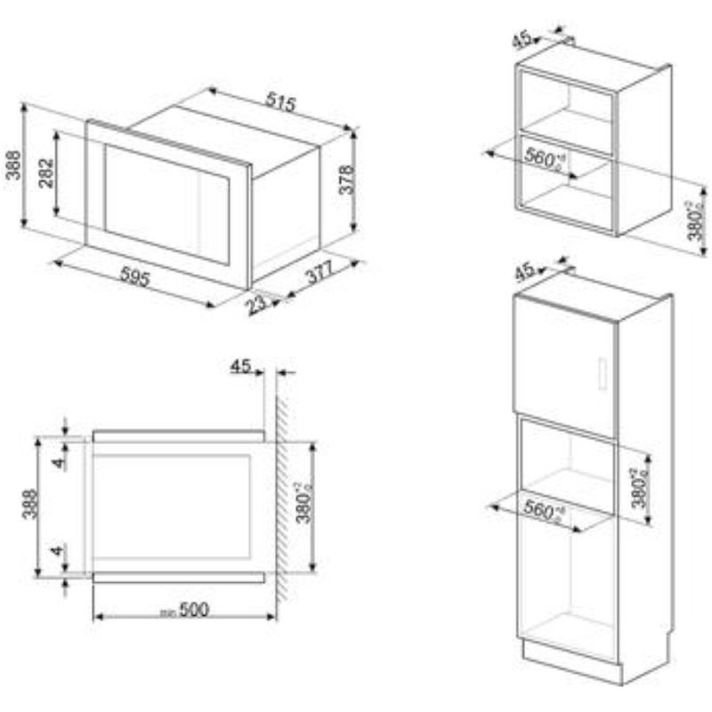 Kích thước lò vi sóng kết hợp nướng Hafele FMI325X 536.34.161 Kích thước lò vi sóng kết hợp nướng Hafele FMI325X 536.34.161