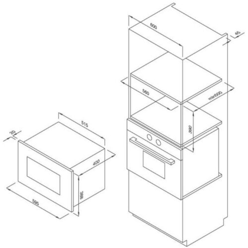 Lò vi sóng Malloca MW-927DE 3 Kích thước lò vi sóng Malloca MW-927DE